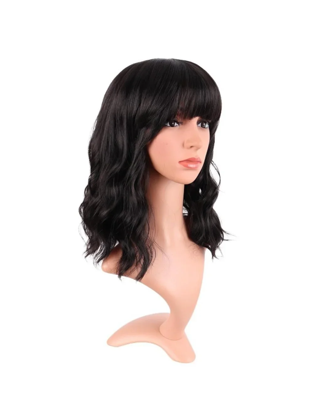 Women's Black 14 Inch Fresh Bright Synthetic Ordinary Short Wavy Curly Wigs